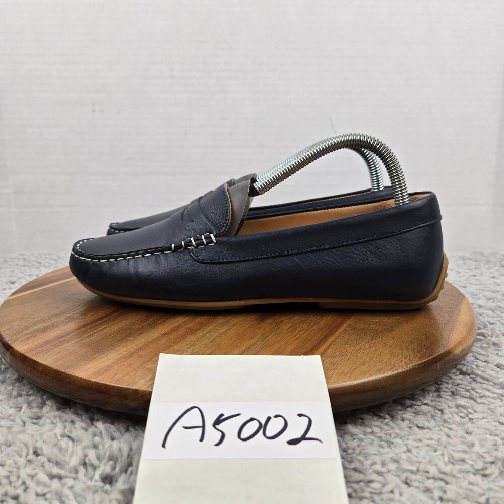 Samuel Hubbard Womens 8 Free Spirit Driver Navy Leather Driving Penny Loafer